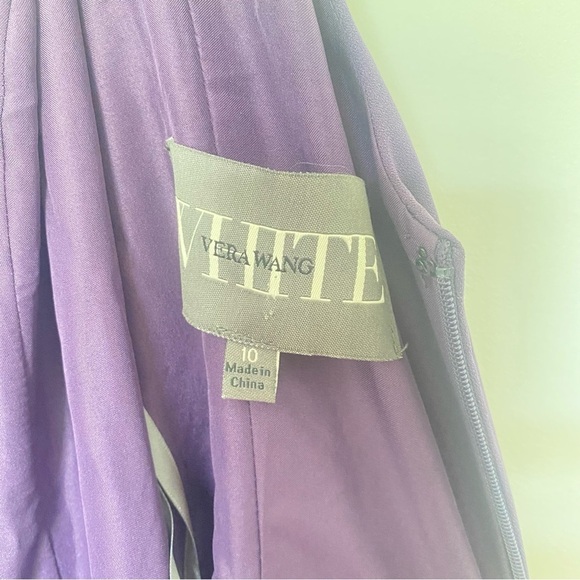 White by Vera Wang Maxi Bridesmaid Dress in Amethyst Belted Waist Sz 10 - Picture 9 of 16